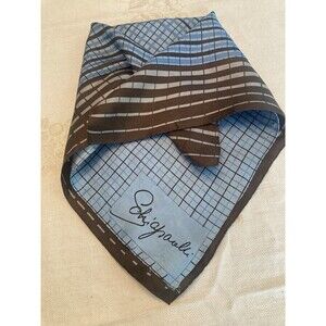 Vintage Schiaparelli Handkerchief Silk Scarf Designer 1960s Mod Grid Pattern Blu
